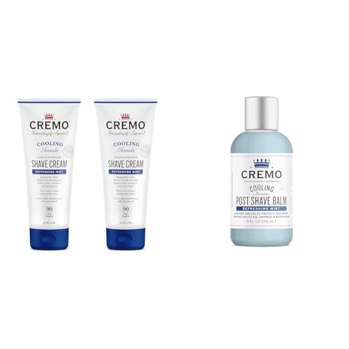 Cremo Barber Grade Cooling Shave Cream & Cooling Formula Post Shave Balm, Soothes, Cools And Protects Skin From Shaving Irritation, Dryness and Razor Burn, 4 Oz