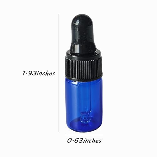 36 Pack Mini Glass Dropper Bottle 3ml Blue Glass Dropper Bottles,for Essential Oil Perfume Cosmetic Liquid Traveling Sample Containers?(Blue, 3ml)