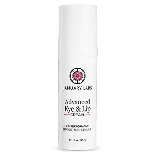 January Labs Advanced Eye and Lip Cream, High-Performance Eye Cream for Dark Circles and Puffiness, Nourishing Lip and Under Eye Cream for Wrinkles, Tri-Peptide Blend for Youthful Glowing Skin, 15mL