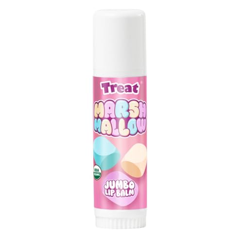 Treat Jumbo Organic Lip Balm, Marshmallow Cream, Cruelty Free .50 Ounces, White