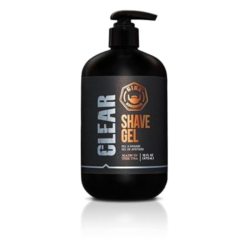 GIBS Grooming Clear Shave Gel, 16oz with pump, Moisturizing shave gel with Shea Butter, Aloe and Oat oil.