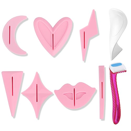 Pubic Hair Stencils for Women - Bikini Shaving Stencil Kit with 7 Reusable Shapes, Bikini Trimmer Templates for Intimate Grooming and Pubic Hair Styling