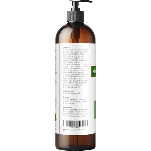 velona Macadamia Nut Oil 8 Fl Oz | 100% Pure and Natural Carrier Oil | Refined | Cooking, Skin, Hair, Body & Face Moisturizing | Use Today - Enjoy Results
