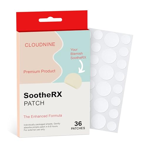 SootheRX Hydrocolloid Acne Patches for Face | Niacinamide Pimple Patch | Overnight Blemish & Acne Spot Treatment | Pimple Stickers for Covering Cheeks & Zit Patch for Face | 36 Count Transparent