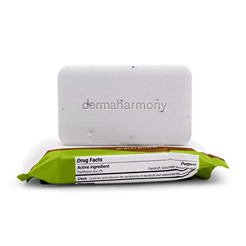 Dermaharmony 2% Pyrithione Zinc Shea Butter Bar Soap for Seborrheic Dermatitis and Dandruff (3.7 oz)
