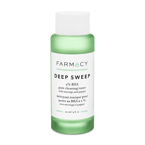 Farmacy 2% Salicylic Acid Toner for Face - Deep Sweep BHA Liquid Exfoliant + Pore Cleaner - Controls Oil, Gently Exfoliates + Refines Pores - Skin Care for Combo, Oily + Blemish-Prone Skin - (120ml)