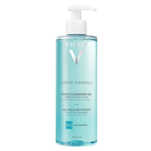 VICHY Puret? Thermale Fresh Cleansing Gel, Formulated With Glycerin & Niacinamide, Gentle Gel Cleanser & Makeup Remover, Removes Impurities Without Overdrying, Safe For Sensitive Skin & Eyes