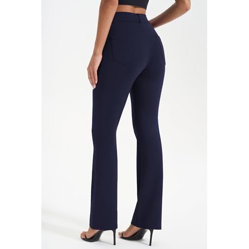 AFITNE Women's Yoga Dress Pants Stretchy Work Slacks Straight Leg Office Casual Pull On Pants 27"/29"/31"/33"