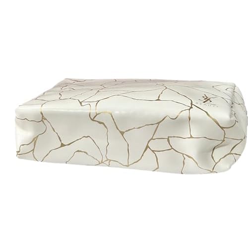 Yves Saint Laurent YSL Cosmetic White Gold Marble Zip Pouch Makeup Bag YSL Fragrance Bag (5.5L X 5H X 2W) - SMALL