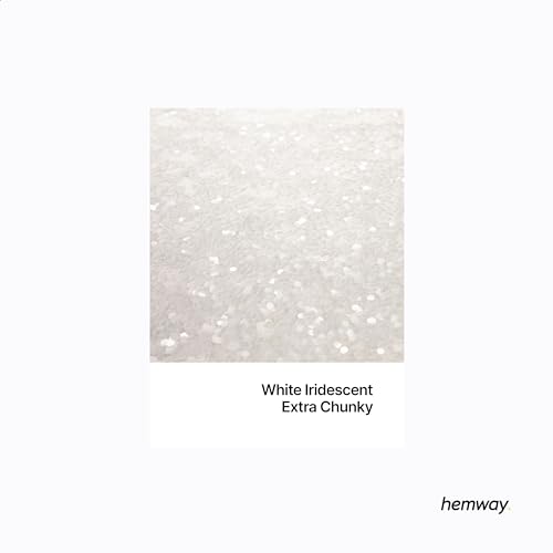 Hemway Premium Ultra Sparkle Glitter Multi Purpose Metallic Flake for Arts Crafts Nails Cosmetics Resin Festival Face Hair - White Iridescent - Extra Chunky (1/24" 0.040" 1mm) 100g / 3.5oz