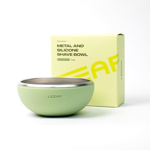 Leaf Shave | Leaf Bowl - Stainless Steel and Silicone Grooming Bowl Compatible with Brush Sets, Soap Bars and Refills for Lathering - Sage