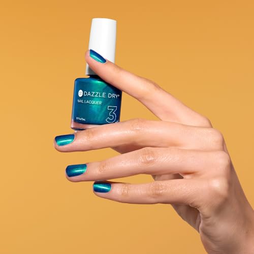 Dazzle Dry Nail Lacquer (Step 3) - Speed Boat - An aquamarine mermaid blue. Full coverage metallic. (0.5 fl oz)