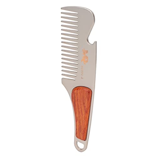 Men Beard Comb Multipurpose Stainless Steel Teeth Sandalwood Pocket Moustache Comb for Home Hair Salon