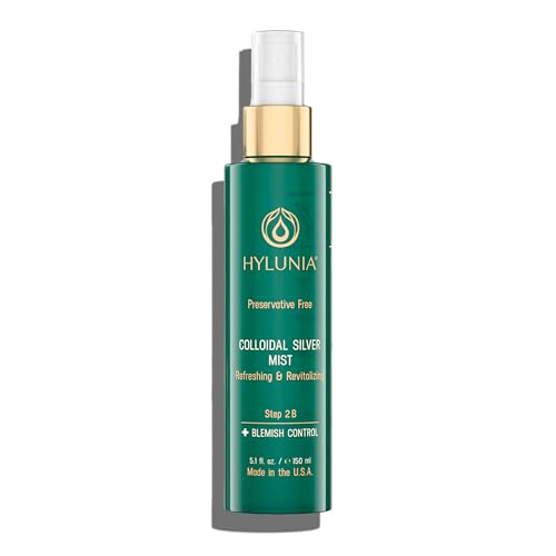 Hylunia Colloidal Silver Mist Toner 5.1 fl. oz. ? Hydrating Versatile Toner for Acne-Prone Inflamed Skin | Infused with Colloidal Silver & Lavender for Glowing Skin Cuts & Burns, Body-Refresher