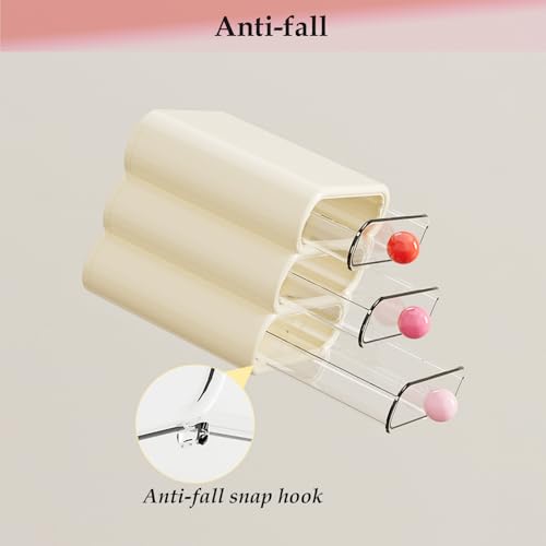 3-Tier Drawer Makeup Organizer for Vanity Small Desk - Non-Stackable Clear Front Cosmetic Storage Holder for Bathroom Counter & Office Desktop -7.9x7.5x7.3in (Cream White)