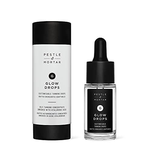 Pestle & Mortar Glow Drops - Sunless Self-Tan with Hyaluronic Acid. Customisable Self Tanner- For Men & Women,15ml