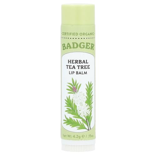 BADGER Organic Tea Tree Lemon Lip Balm, 0.15 OZ