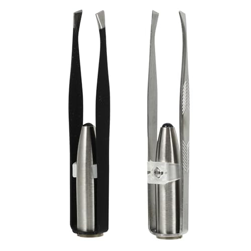 Eyelash Extension Tweezers 2pcs Tweezers with Light LED Tweezers Pliers Tool Stainless Steel Eyebrow Facial Hair Removal Cosmetic Makeup Tools 9. 8x2cm Mens Grooming Trimmer