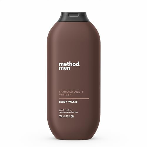 Method Men Body Wash, Glacier + Granite 28 FL Oz and Sandalwood + Vetiver 18 fl oz, Paraben and Phthalate Free