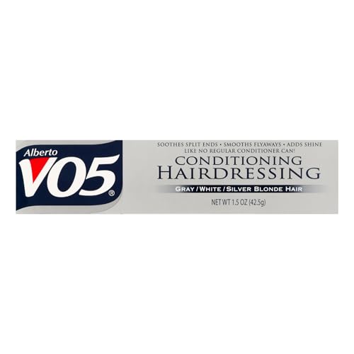 Alberto VO5 Conditioning Hairdressing for Grey White Silver Blonde Hair - Hair Conditioner Styling Product - Smooths Frizz - Brightens Color - 1.5 oz