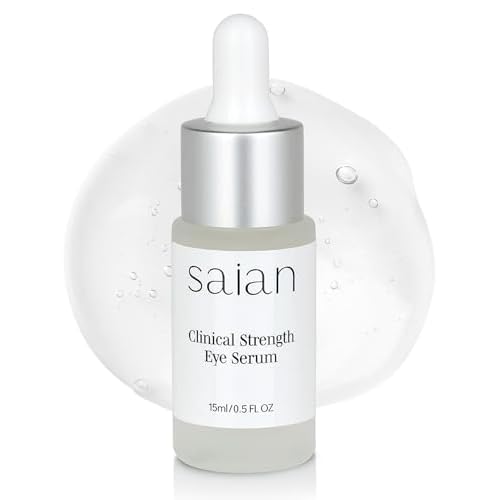 Saian Clinical Strength Eye Serum - Under Eye Serum for Dark Circles and Bags - Hydrating Hyaluronic Acid Peptide Depuffer for Puffiness and Fine Lines - Vegan Care for the Under Eye Area - 0.5 Fl Oz