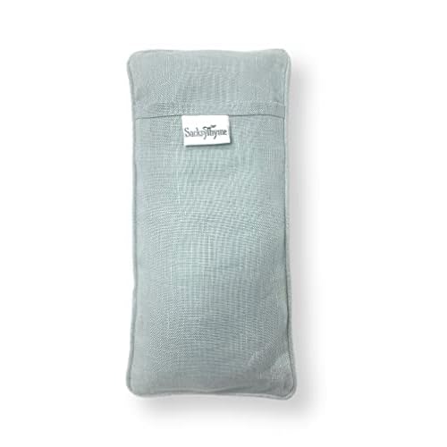 Sacksy Thyme Organic Linen Eye Pillow - Lavender & Flaxseed for Relaxation, Yoga, Stress Relief - Microwavable Heating Pad & Cool Compress - Made in USA - Gifts for Meditation