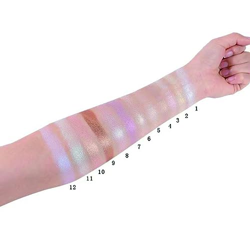 Face Highlighter Powder Palette, Glossy Glitter Illuminator Powder, Shimmer Shades for Face Highlighter Makeup, Highly Pigmented Natural Shiny Highlight Makeup Illuminator Highlighter 10