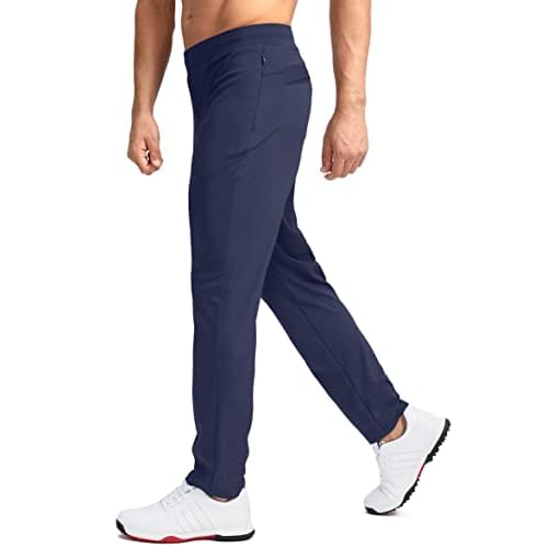Pudolla Men's Golf Pants Stretch Sweatpants with Zipper Pockets Slim Fit Work Casual Joggers Pants for Men