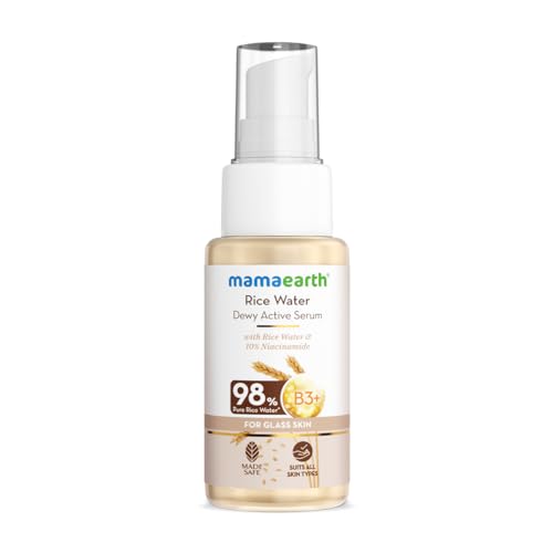 Mamaearth Rice Water Face Serum | 10% Niacinamide & 98% Pure Rice Water | Hydrates, Evens Skin Tone & Improves Skin Texture | Lightweight & Fast-Absorbing | For All Skin Types | 1.69 Fl Oz (50ml)