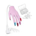 Silicone Hand for Acrylic Nails, Professional Silicone Practice Hand for Nails, Nails Never Fall Off, Flexible Bendable Acrylic Nail Practice Hand with Clear Nail Tips, Purple