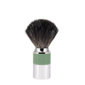 M?HLE NEO shaving brush | Vegan Shave Brush for Shaving soaps and creams | sustainable eco-friendly and reusable | exfoliating shaving brush | chrome with sage green silicone grip handle
