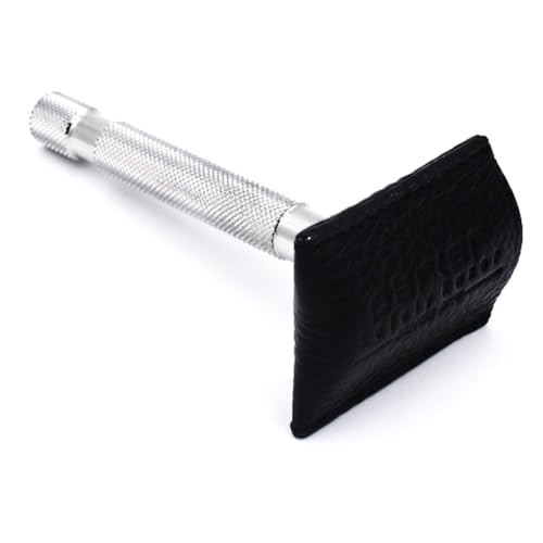 Parker Genuine Leather Safety Razor Travel Sheath ? Black-Buffalo Leather, Hand?Stitched Protection Sleeve for DE/Butterfly/3?Piece Razors