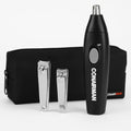 ConairMan Nose & Ear Trimmer Kit - 4 Piece Grooming Set with Nail Clippers and Storage Pouch