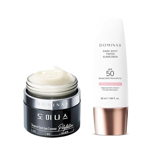 DOMINAS Advanced Korean Cream (1.76oz) + Tinted Sunscreen SPF 50+ (1.69oz) ? Korean Skincare Duo for Even Tone, UV Protection & Blemish Coverage ? With Panthenol, TECA, Chrysin, Moringa