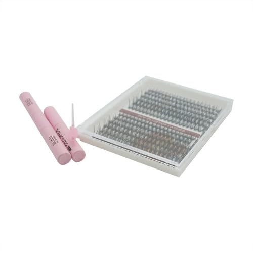 DIY Individual Eyelash Extensions Kit - Includes 10 Rows of Lashes, Pink Portable Storage Case for Home or Salon Use