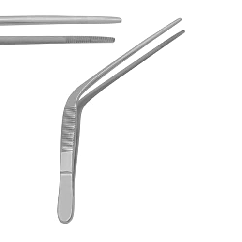 Splinter Forceps - Fine Point - Tweezers Stainless Steel Straight & Curved (Set of 8 Pcs W Magnifying Glass)