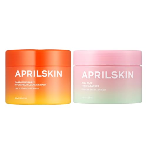 APRILSKIN Double Cleanse Duo ? Carrotene IPMP¢â Hydromelt Cleansing Balm & Pink Aloe Facial Polish Cleanser, Hydrating and Gentle Care for Fresh, Radiant Skin