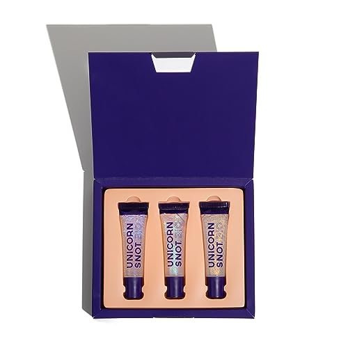 UNICORN SNOT Plant-Based Glitter Lip Gloss Gift Set - Sparkly & Shimmer Lips | Holographic Lip Gloss | Vegan & Cruelty Free 0.37fl oz 3-Pack