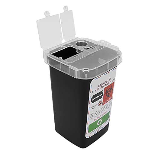 FILFEEL Blade Disposal Box, Disposal Blade Container Barbershop Hair Salon Shaving Knife Blade Disposal Collect Box (Black)