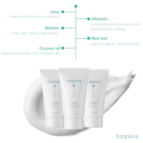 Hygieia + Crepey Hand Repair Cream ? Day & Night Care for Dry, Thin, Cracked Hands ? Shea Butter & Aloe ? Deeply Nourishing, Non-Greasy, Fast Absorbing Anti-Aging Cream, 3oz (3 Pack)