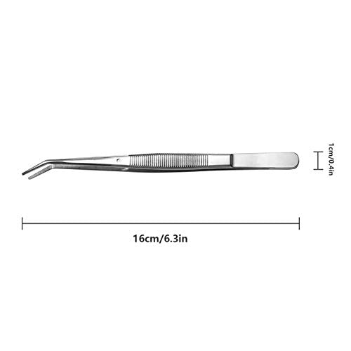 Stainless Steel Tweezers, with Curved Serrated Tip Multipurpose Sewing Machine Tweezers Forceps for Craft Repairing (5PCS)