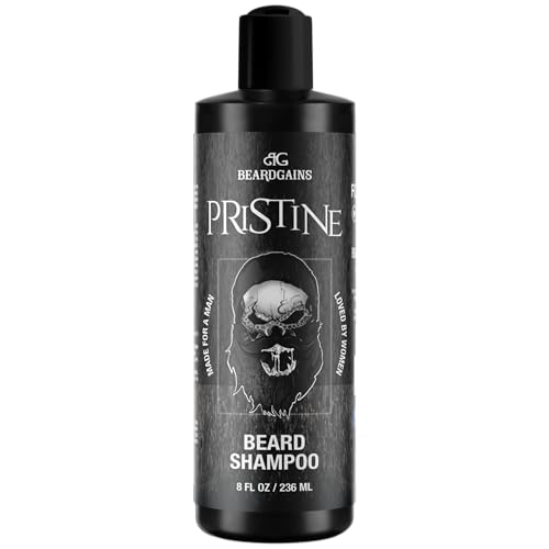 Beard Gains Pristine Scented Vegan Beard Shampoo made, 100% Organic and Paraben/Sulfate Free | Moisturize & Control Wild Facial Hairs & Promote Growth | MADE IN USA