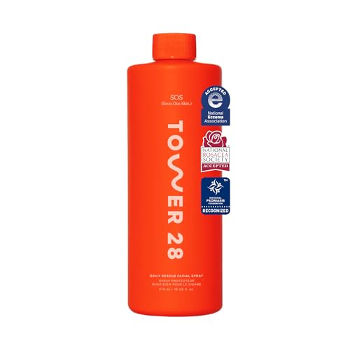 Tower 28 Jumbo SOS Daily Rescue Facial Spray - Hypochlorous Acid Spray to Help Reduce Redness, Calm Irritation + Alleviate Flare-Ups - Soothing + Purifying Face Toner - Everyday Skin Care Mist (16 oz)