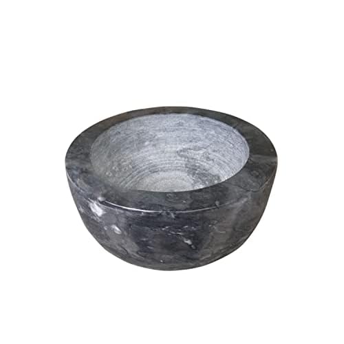 Marble Shaving Bowl£¬Handcrafted Black Marble Later£¬Shaving Soap & Cream Bowl for Men£¬Lather Mug with Interior Grooves Builds a Rich.