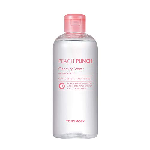 TONYMOLY Peach Punch Cleansing Water ? Gentle Korean Makeup Remover & Facial Cleanser, Hydrating & Soothing Toner for Sensitive Skin, 12 oz