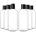 Youngever 6 Pack 16 Ounce Empty Squeeze Containers with Disc Cap, Plastic Bottles with Disc Top Flip Cap, Refillable Cosmetic Bottles, Squeeze Containers (Black Cap)