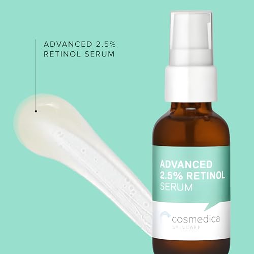 Cosmedica Skincare Facial Serum Trio Set Value for Clear Skin - Vitamin C Super Serum, 2.5% Retinol Serum, Pure Hyaluronic Acid Serum ? Vegan, Cruelty-Free Skincare 6 pack