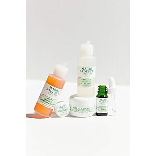 Mario Badescu The Brightening Kit, 5 Piece Kit With Glycolic Foaming Cleanser, Alpha Grapefruit Cleansing Lotion, Vitamin C Serum, Whitening Mask & Glycolic Skin Renewal Complex