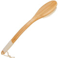 OWIIZI Bath Brush Bamboo Curved Long Handle Antiskid Body Brush for Exfoliating, Natural Bristles Shower Scrubber for Back Use Wet or Dry,Back Scrub Deep Cleanse-17.9inches