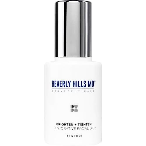 Beverly Hills MD Brighten + Tighten Restorative Face Oil- Reduce Wrinkles & Tone Skin, Anti-Aging Formula for an Even, Moisturized Complexion- Lighten Dark Spots on Face, Neck, D?collet? w/Vitamin C